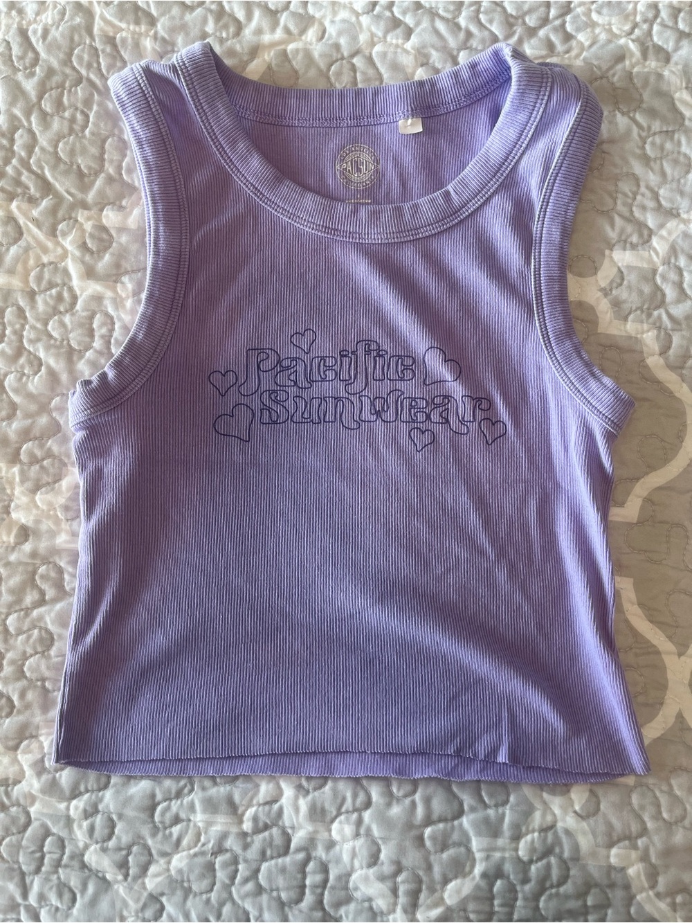 PacSun Lavender Ribbed Heart Logo Tank Top
